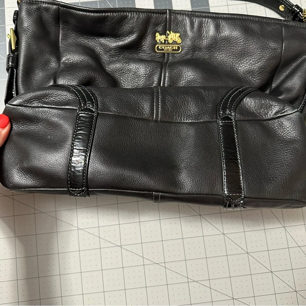 Coach Black Leather Tote with Gold Accents - Picture 5 of 8